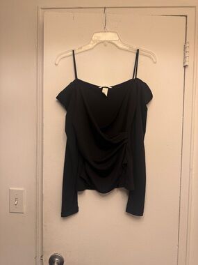 H&M Black Off-Shoulder Draped Cami Top